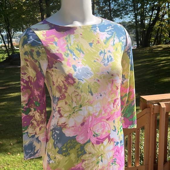 NWT BCBGMAXAZRIA stretch impressionistic sheath dress XS-S - Picture 3 of 11